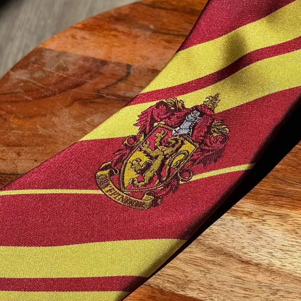 Harry Potter Gryffindor Necktie Burgundy Gold Striped House Crest Warner Bros